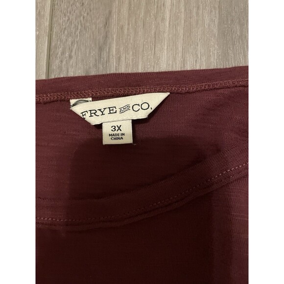 Frye and Co Shirt Womens Size 3X Maroon Cotton Long Sleeve Thumb Hole - Picture 3 of 9
